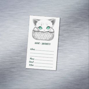 Cat Cute and Playful peaking from a Pocket Magnetic Business Card