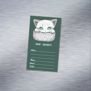 Cat Cute and Playful peaking from a Pocket Magnetic Business Card