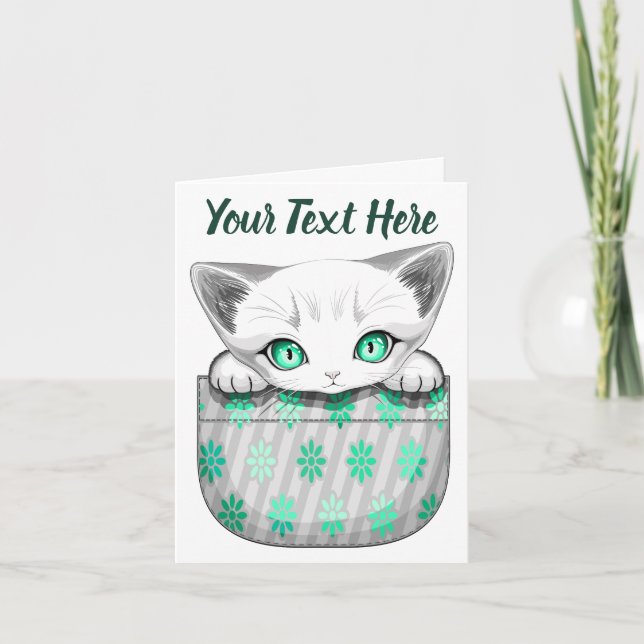 Cat Cute and Playful peaking from a Pocket Note Card (Front)