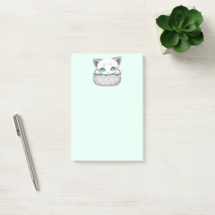 Cat Cute and Playful peaking from a Pocket Post-it Notes