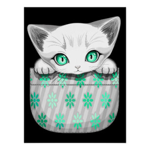 Cat Cute and Playful peaking from a Pocket Poster
