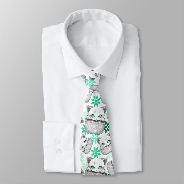 Cat Cute and Playful peaking from a Pocket Tie (Tied)