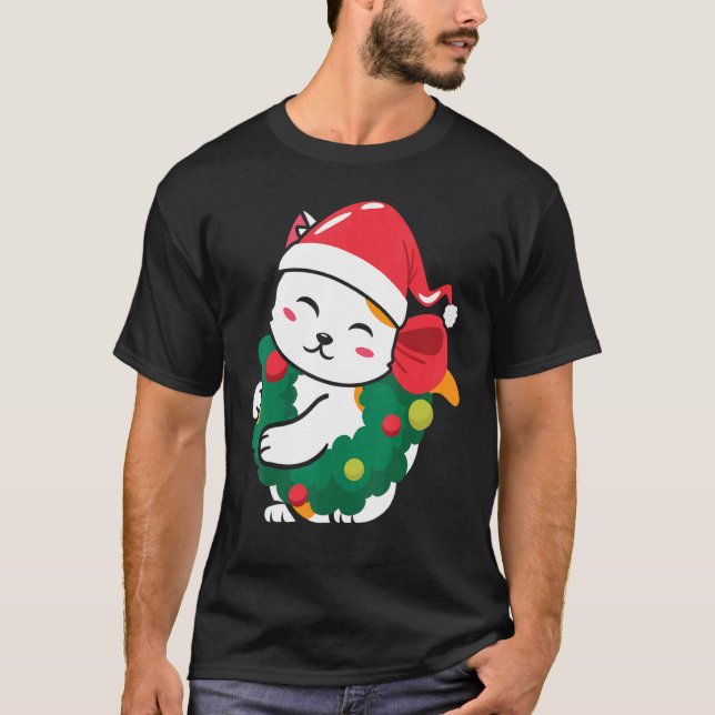 Cat  Cute Cat Santa Hat Christmas Sweater (Front)