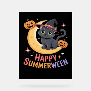 Cat Cute Halloween Aesthetic Essential T-Shirt Acrylic Sign