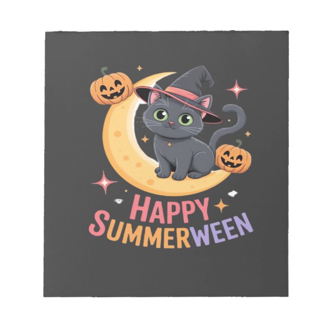 Cat Cute Halloween Aesthetic Essential T-Shirt Notepad (Front)