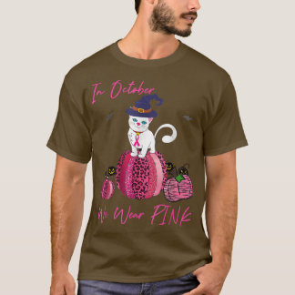 Cat Cute In October We Wear Pink Breast Cancer Awa T-Shirt