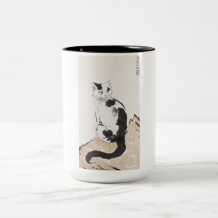 Cat (Cute Kitten) (Adorable Kitty) (by Xu Beihong) Two-Tone Coffee Mug