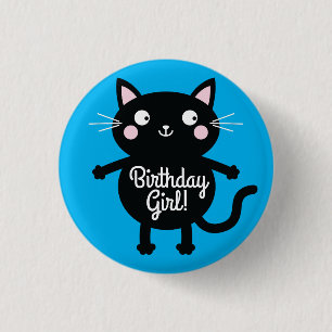 Cat Cute Kitty Colourful 1st Birthday Party Theme 3 Cm Round Badge