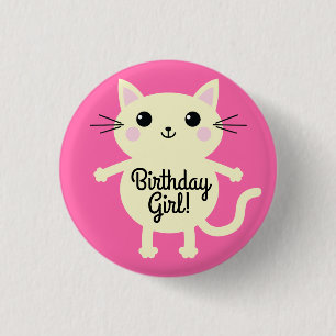 Cat Cute Kitty Colourful 1st Birthday Party Theme 3 Cm Round Badge