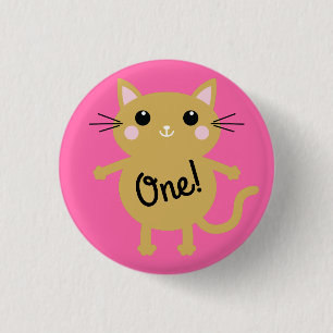 Cat Cute Kitty Colourful 1st Birthday Party Theme 3 Cm Round Badge