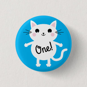Cat Cute Kitty Colourful 1st Birthday Party Theme 3 Cm Round Badge