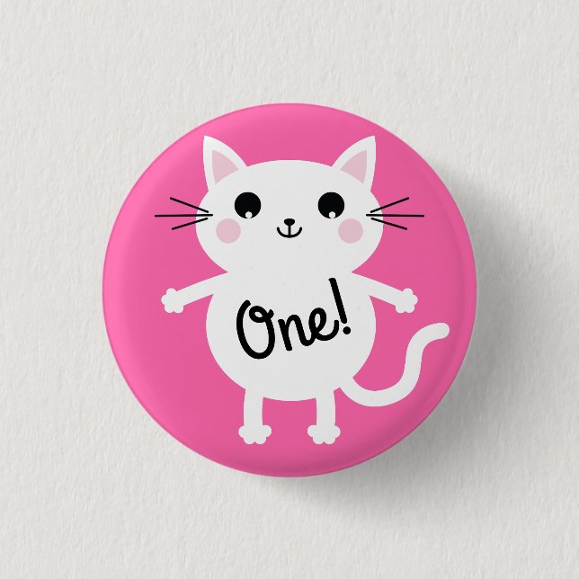 Cat Cute Kitty Colourful 1st Birthday Party Theme 3 Cm Round Badge (Front)