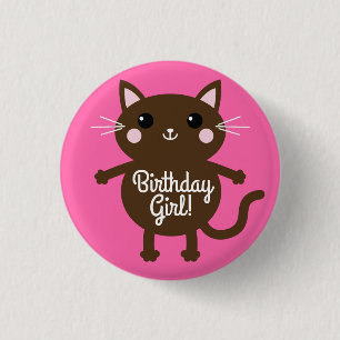 Cat Cute Kitty Colourful 1st Birthday Party Theme 3 Cm Round Badge