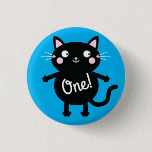 Cat Cute Kitty Colourful 1st Birthday Party Theme 3 Cm Round Badge