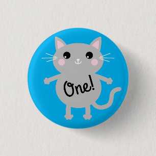 Cat Cute Kitty Colourful 1st Birthday Party Theme 3 Cm Round Badge