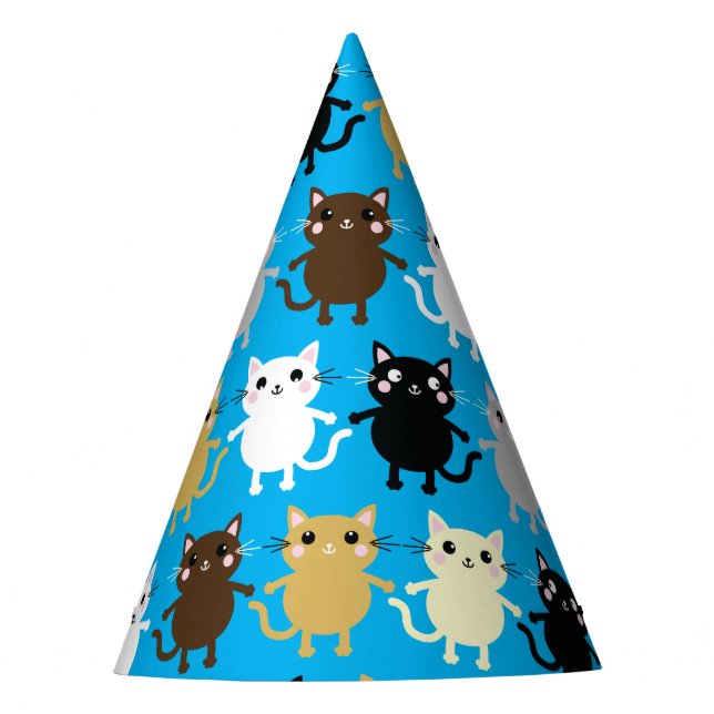 Cat Cute Kitty Colourful 1st Birthday Party Theme Hat (Front)