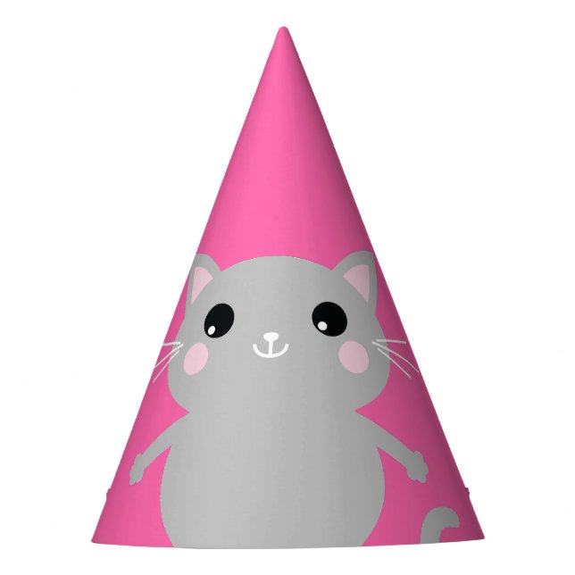 Cat Cute Kitty Colourful 1st Birthday Party Theme Hat (Front)