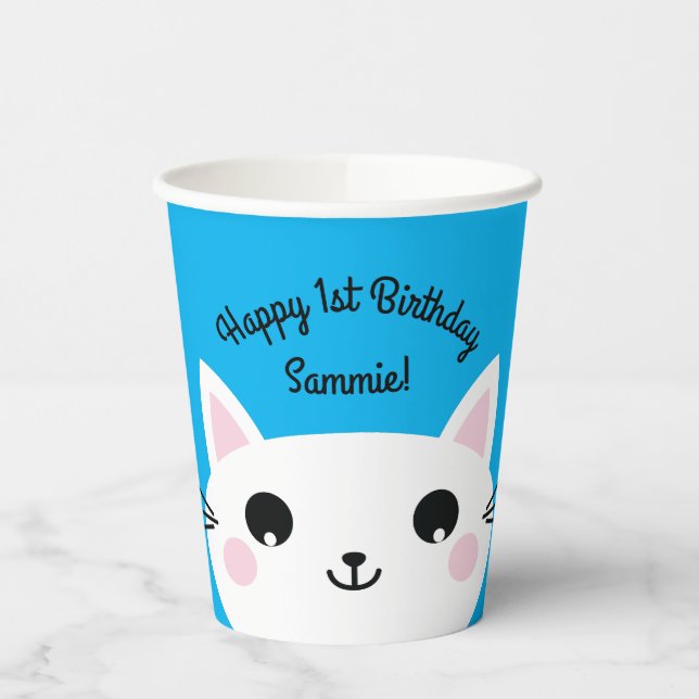 Cat Cute Kitty Kid's Birthday Party Paper Cups (Left)