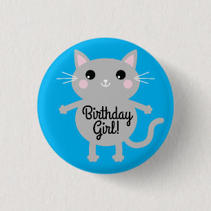 Cat Cute Kitty Kid's Birthday Party Theme 3 Cm Round Badge