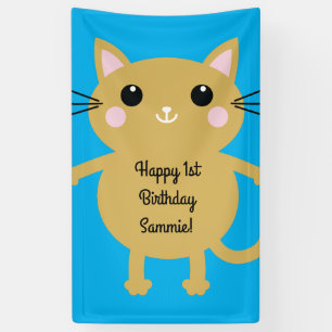 Cat Cute Kitty Kid's Birthday Party Theme Banner