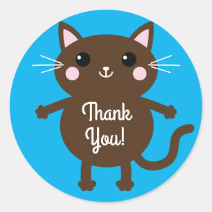 Cat Cute Kitty Kid's Birthday Party Theme Classic Round Sticker
