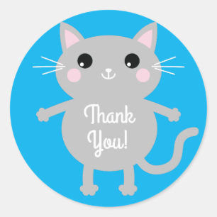 Cat Cute Kitty Kid's Birthday Party Theme Classic Round Sticker