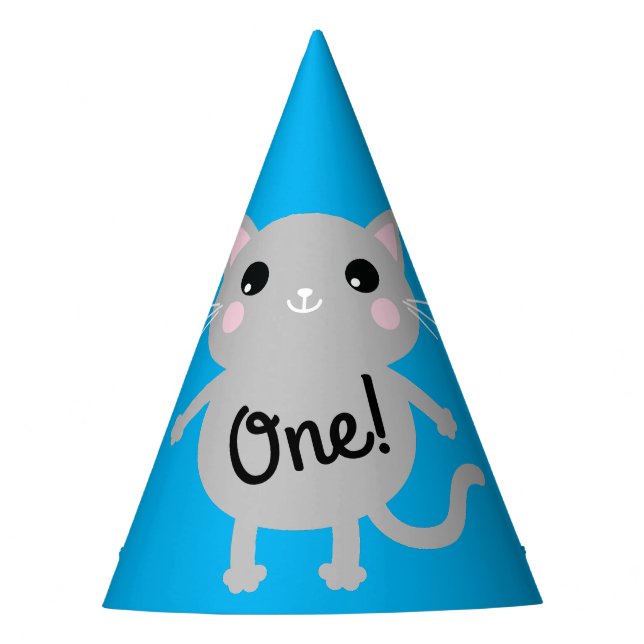 Cat Cute Kitty Kid's Birthday Party Theme Hat (Front)