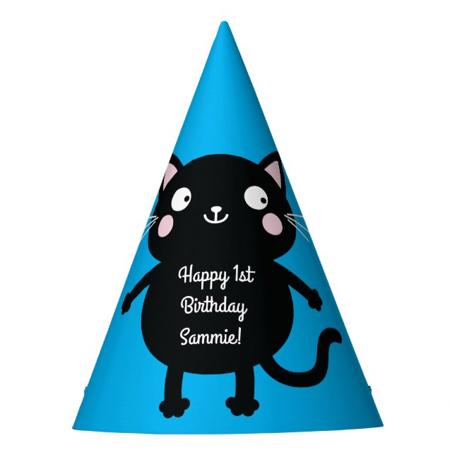 Cat Cute Kitty Kid's Birthday Party Theme Hat (Front)