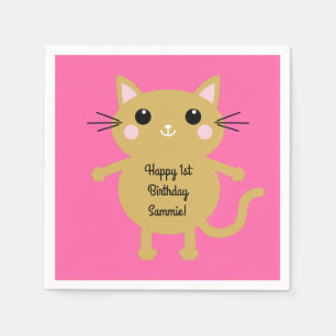 Cat Cute Kitty Kid's Birthday Party Theme Napkin