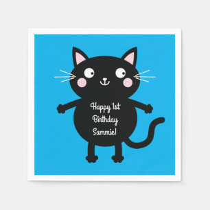 Cat Cute Kitty Kid's Birthday Party Theme Napkin