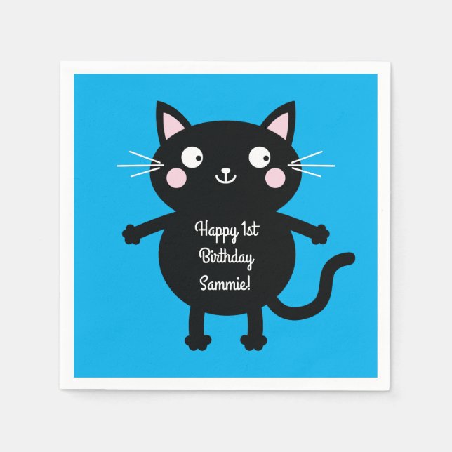 Cat Cute Kitty Kid's Birthday Party Theme Napkin (Front)