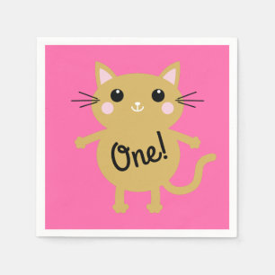 Cat Cute Kitty Kid's Birthday Party Theme Napkin