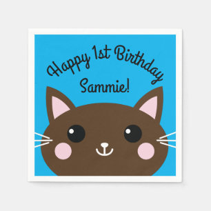 Cat Cute Kitty Kid's Birthday Party Theme Napkin