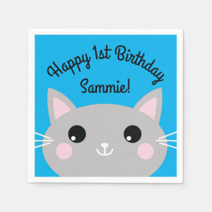 Cat Cute Kitty Kid's Birthday Party Theme Napkin