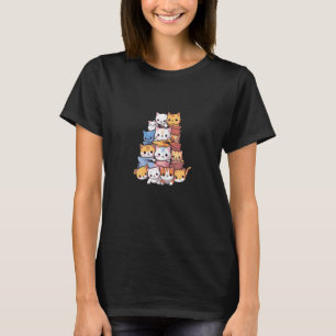 cat cute kitty pile cats neko women girls T-Shirt