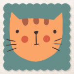 Cat Cute Pinky  Paper  Paper Coaster<br><div class="desc">Cute Pink Cat</div>
