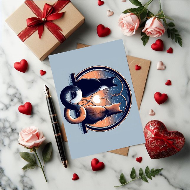 Cat Cute Valentine  Holiday Card (Cute cat Valentine's Day card.)