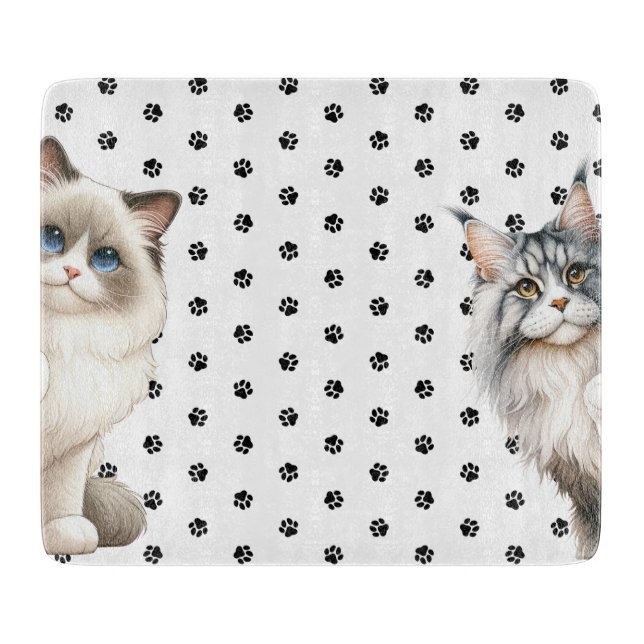 Cat Cutting Board, Food Prep Board (Front)
