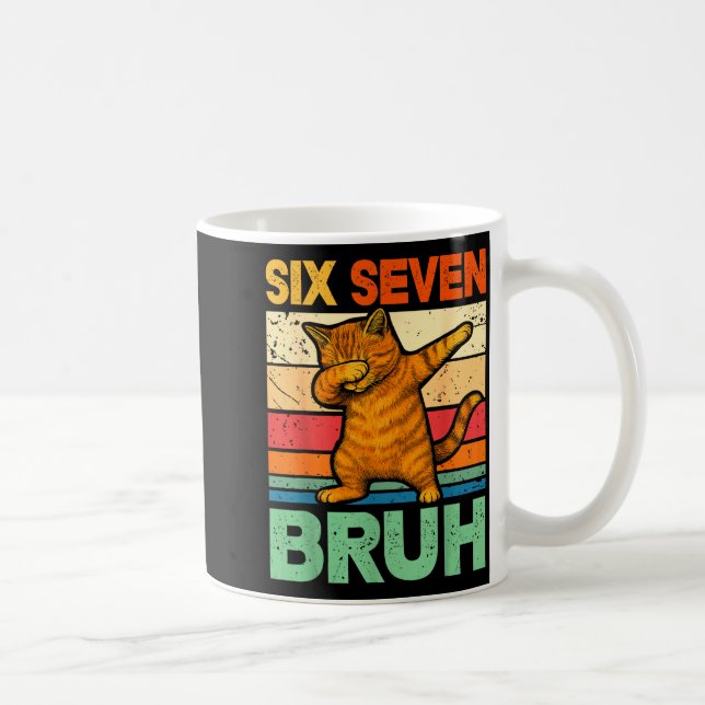 Cat Dabbing Bruh 67 Meme 6 7 Six Seven  Coffee Mug (Right)