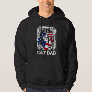 Cat Dad 4th Of July Independence Day American Flag Hoodie