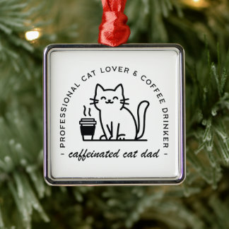 Cat dad and coffee hipster aesthetic funny metal tree decoration