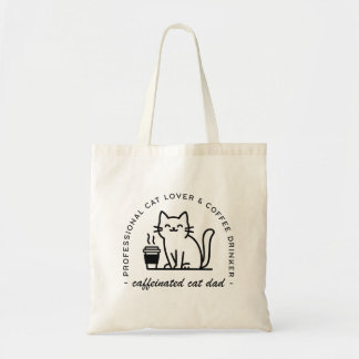 Cat dad and coffee lover funny hipster tote bag