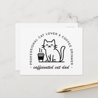 Cat dad and coffee lovers funny hipster men postcard