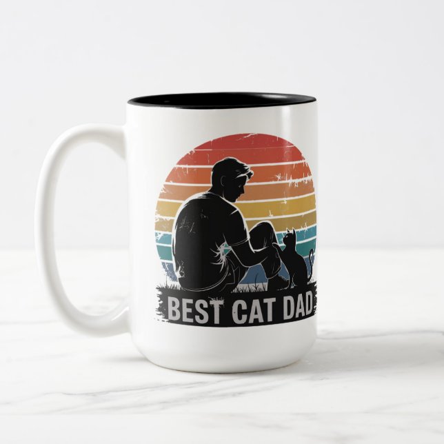 Cat Dad Best Cat Dad Two-Tone Coffee Mug (Left)