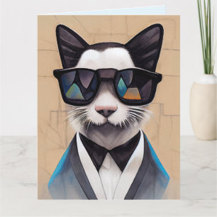 CAT DAD BIRTHDAY SUNGLASSES COOL BIRTHDAY CARD