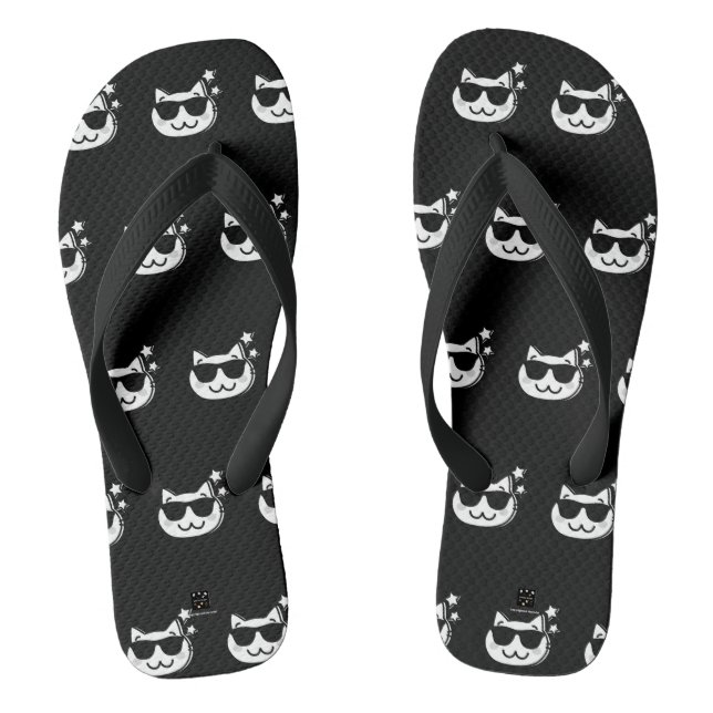 CAT DAD BLACK SLIPPERS JANDALS (Footbed)