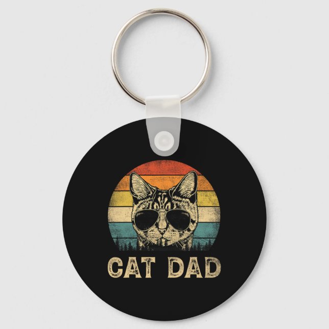Cat Dad Cat Lovers Daddy Father's Day  Key Ring (Front)