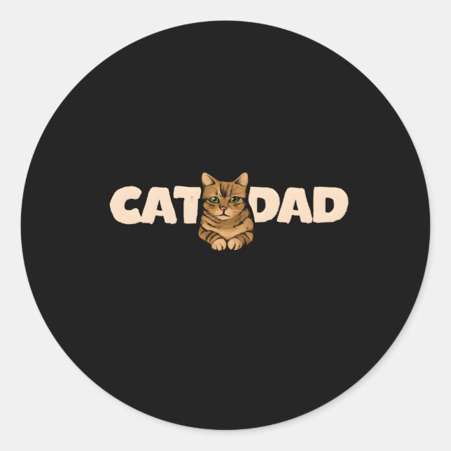 Cat Dad Cat Person Humour Classic Round Sticker (Front)