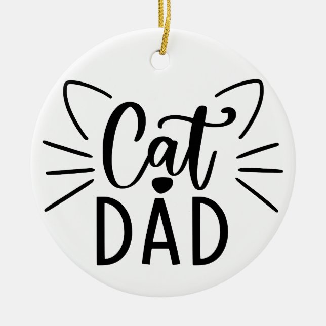 Cat Dad Ceramic Tree Decoration (Front)