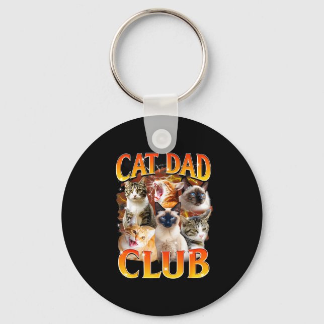 Cat Dad Club Funny Life Is Better With Cats Father Key Ring (Front)